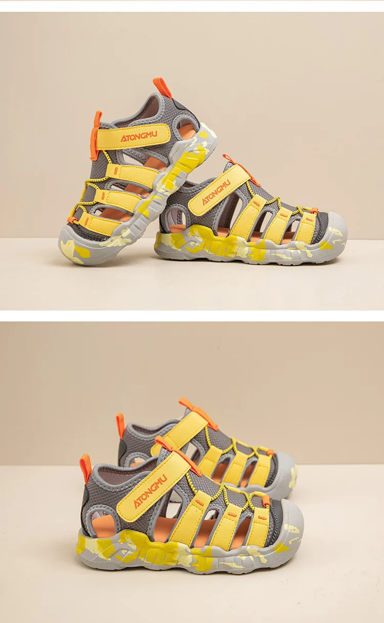 2025 Summer New Anti-collision Toe Children's Sports Sandals Soft Bottom Beach Shoes for Girls and Boys New Design for Wading details