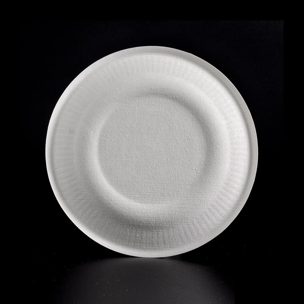 Renewable and reclaimed resources biodegradable Sugarcane Pulp round plate tableware
