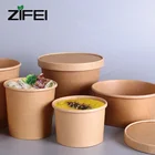 Bowl Plastic Hot Selling Disposable Take Away Round Kraft Paper Salad Bowl With Clear Plastic Lid