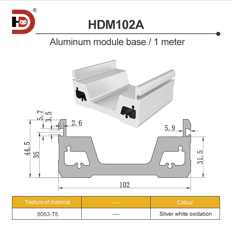 102 Module Aluminum Profile Slide Table Linear Linear Motion Platform Slider Robot Arm 102TOYO Module Base/cover/base factory