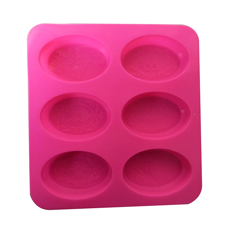 2024 wholesale 6 Mixed Patterns Oval lace flower shape Silicone soap Mold DIY 3D Handmade Mould for Make cake and soap Bath