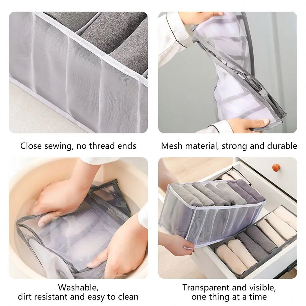 Factory Nylon Clothes Drawer Storage Bag Divider Closet Organizer Foldable Mesh Underwear Bra Socks Storage Box
