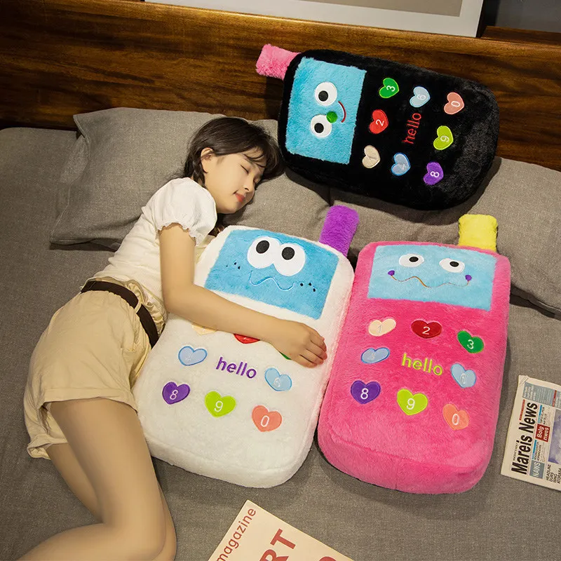 New Mobile Phone Plush Toy Cartoon Colorful Hand Warm Pillow Cute Mobile Phone Plush Pillow for kids