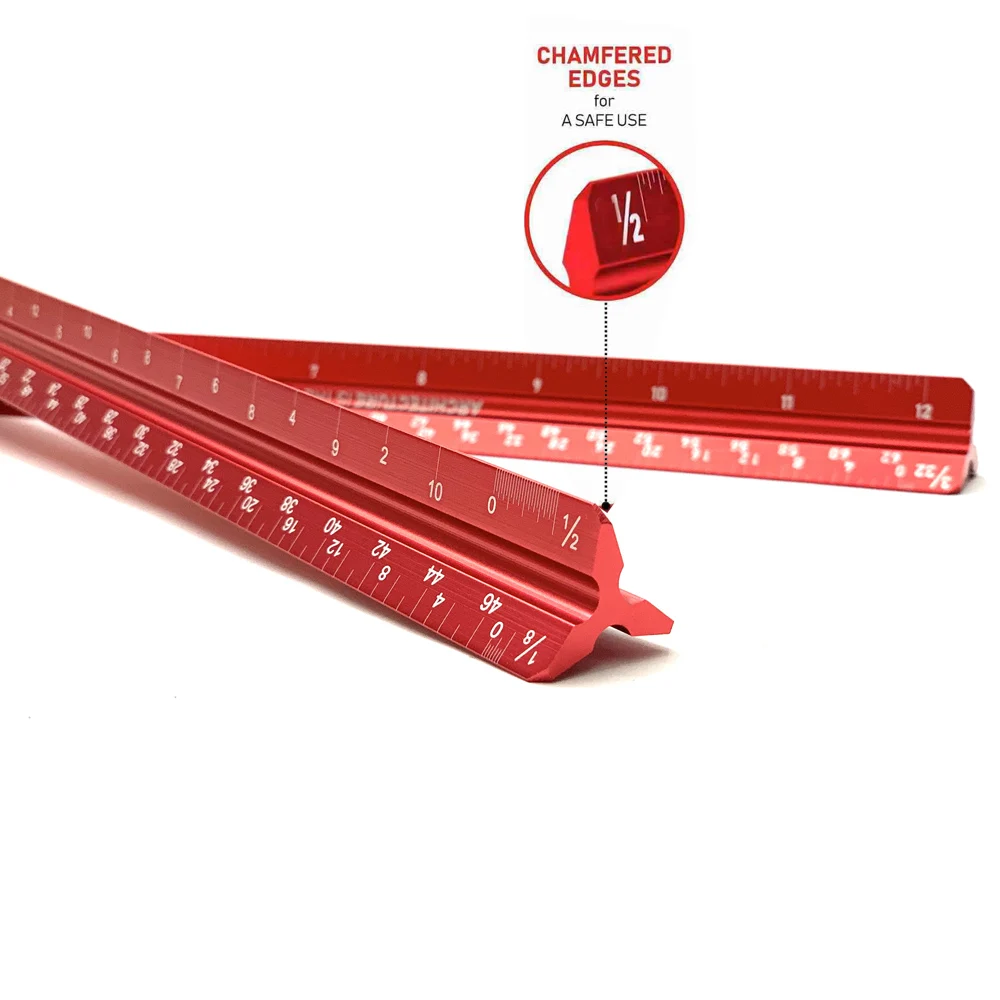 Triangular Scale 12 inch Triangular Architect Imperial Scale Ruler with Laser Etched 