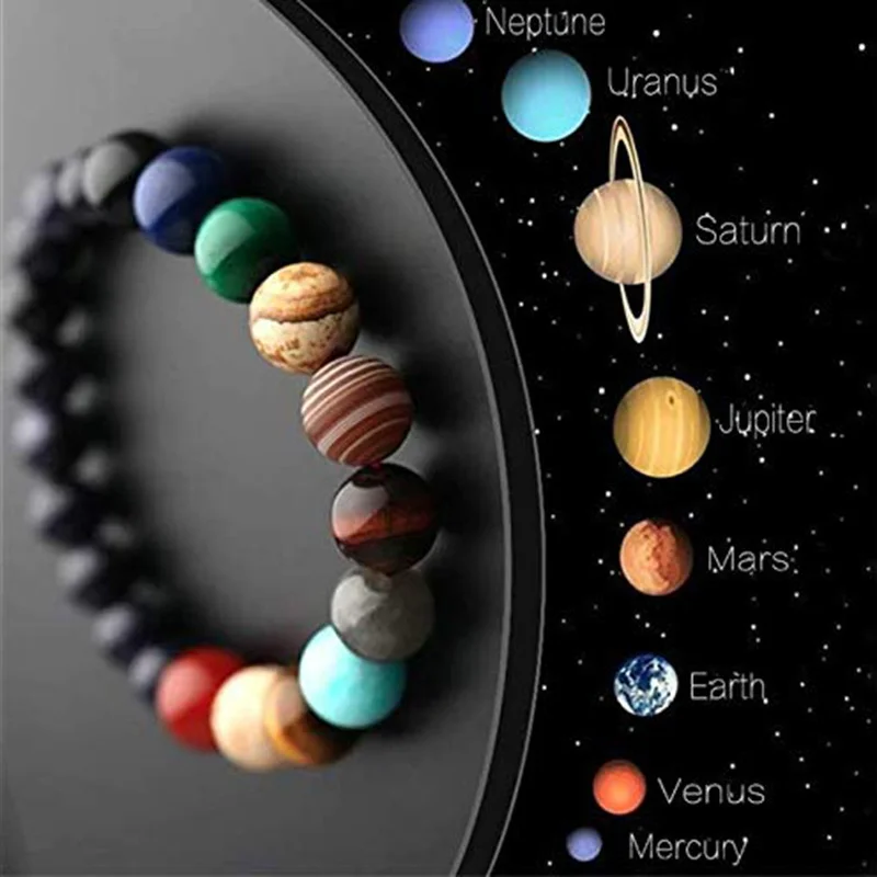 Fashion zodiac Natural Stone Eight planetary couple solar system bracelet