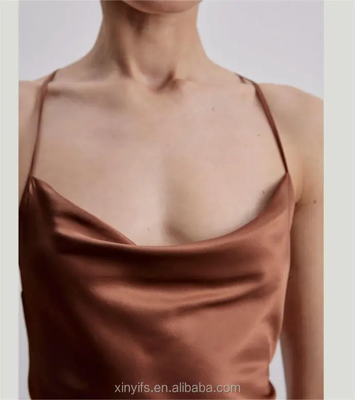 New Style Customized Logo Summer Backless Women Bodycon Dresses Sexy Elegant Midi Dress Slip Silk Satin