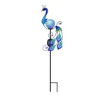 Garden Outdoor Garden Festival Blue Peacock Shaped Lawn Solar Led Pole Lamp