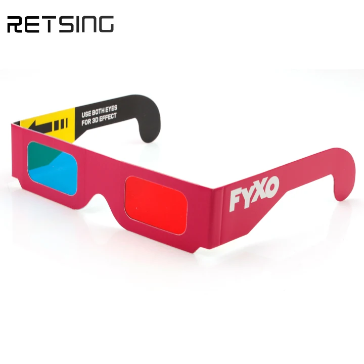 Fashionwu 50 Pcs Disposable Paper Anaglyph 3D Glasses with Red & Blue Lens White Frame Movie Glasses 