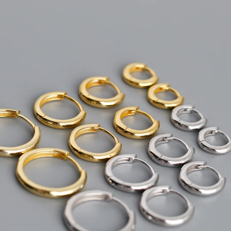Wholesale gold plating sterling silver earrings, fashion jewelry huggie hoop earrings pure silver earrings