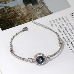 Korean Shiny Adjustable Stainless Steel Zircon Crystal Bracelet Women Fashion Big Cz Rhinestone Bracelet Jewelry