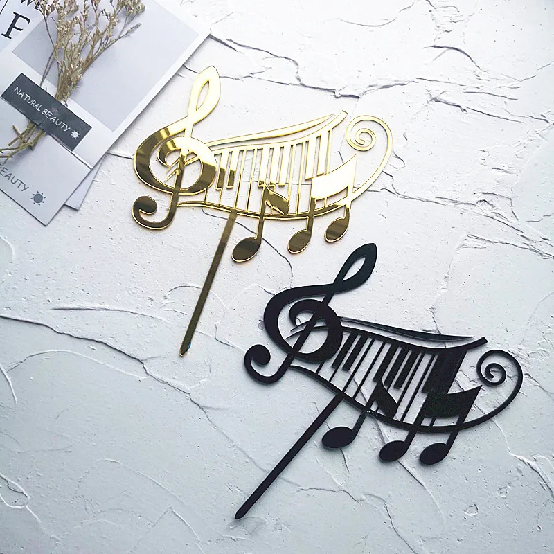 New Musical Note Acrylic Cake Topper Card Acrylic Party Decorations Supplies√ 