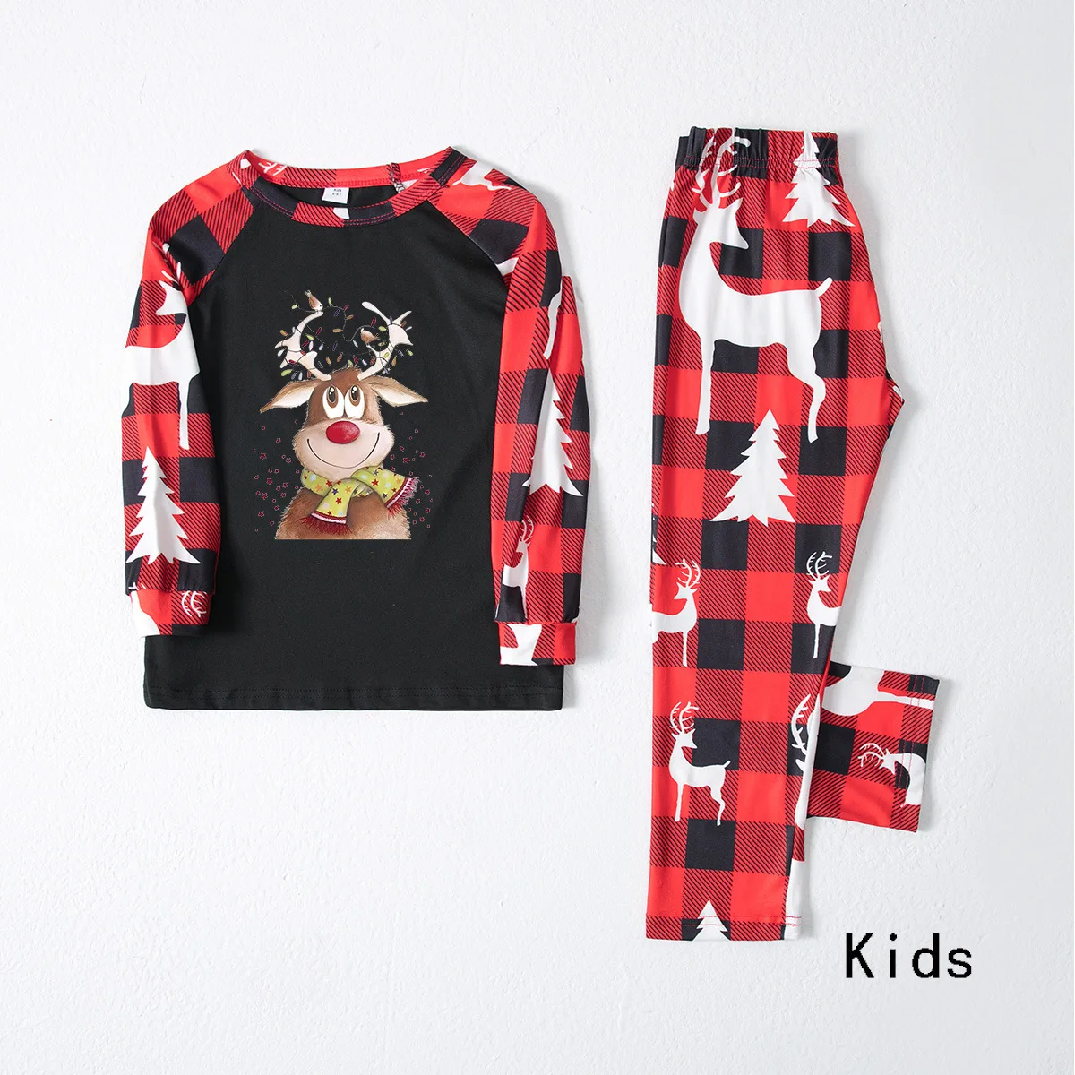 Wholesale Family Christmas Pajamas Mommy and Me Outfits Plaid Print Mosaic Can Be Customized Logo Family Matching Outfits