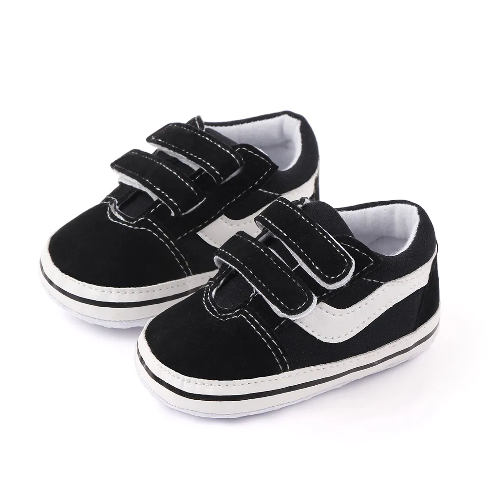 Spring and Autumn 0-1 Year Baby Canvas Casual Shoes Toddler Crib Shoes Double Hook & Loop Walking Shoes Wholesale factory