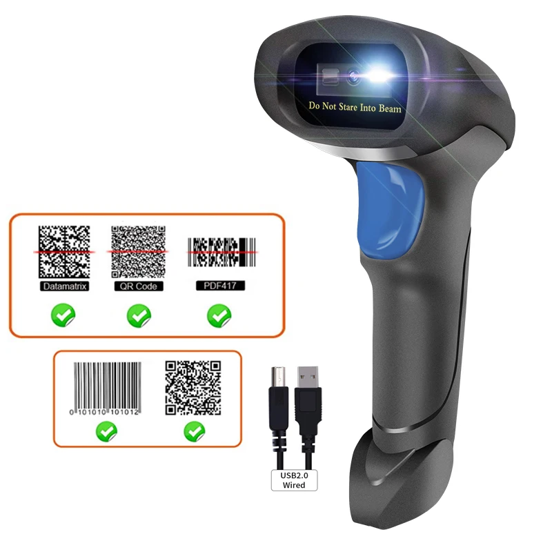 EY-L5 USB Wired Barcode Scanner 1D 2D Data Matrix Reader Auto Scanning For Store 