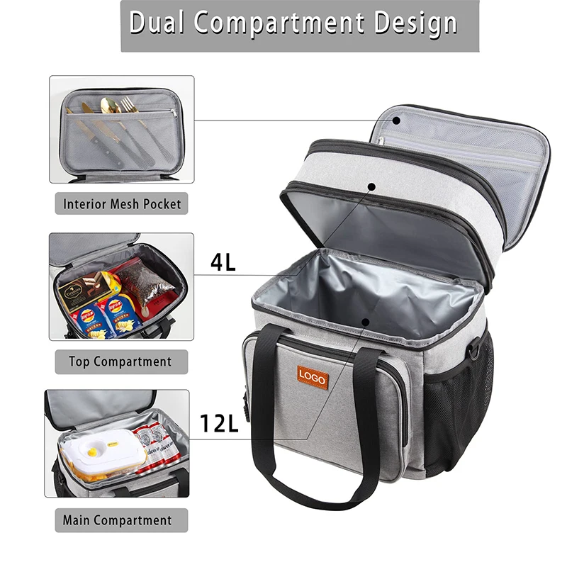 Custom 16l waterproof leakproof insulated heavy duty double decker multi-layer multi-compartment large lunch box for men women Custom 16l waterproof leakproof insulated heavy duty double decker multi-layer multi-compartment large lunch box for men women