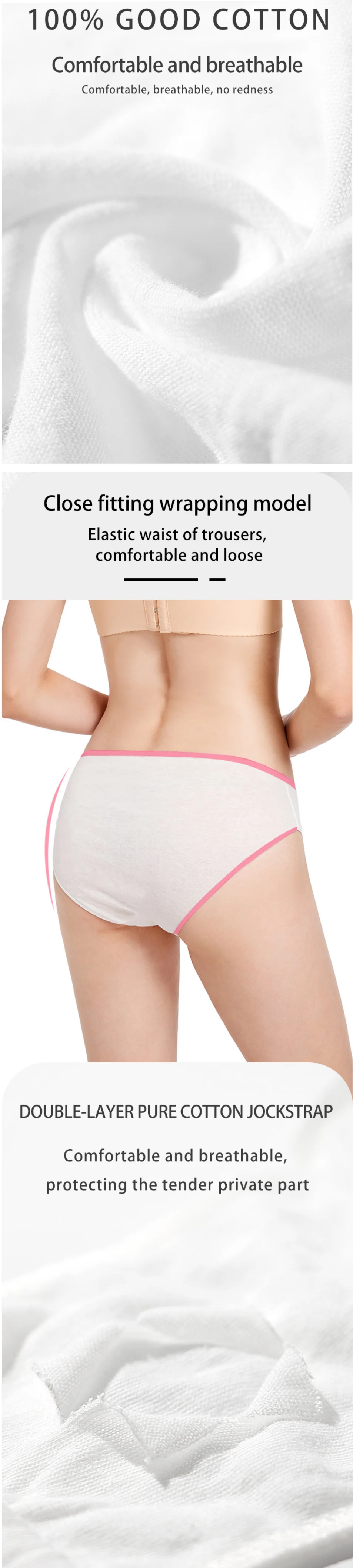 Custom Cotton Breathable Seamless Disposable Underwear Panties For