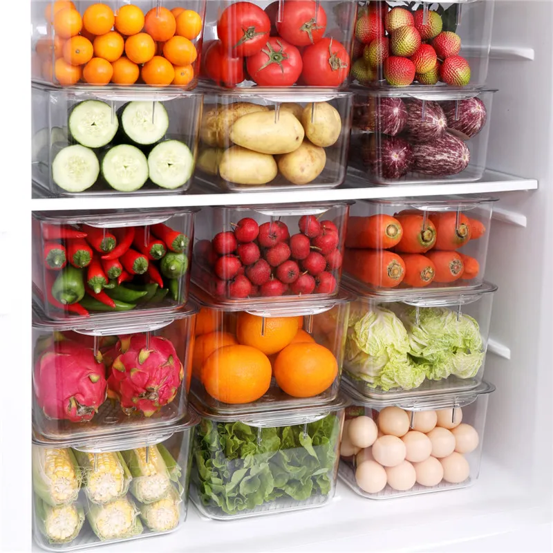 Wholesale Fruit Vegetable Organizer Bins Save Space Kitchen Refrigerator Organizer Plastic Fridge Organizer