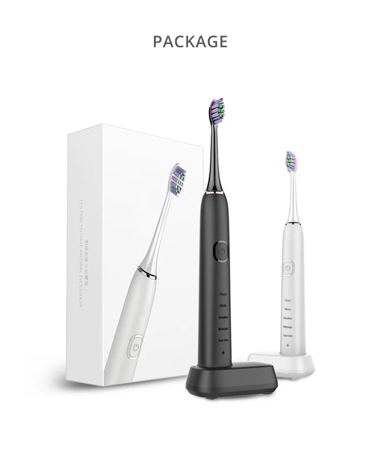 5 Modes Eco Rechargeable Travel Ultrasonic Vibration Electronic Automatic Sonic Electric Toothbrush