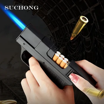 Cool Refillable Gun Shaped Lighter Novelty Pistol Model Windproof Gas