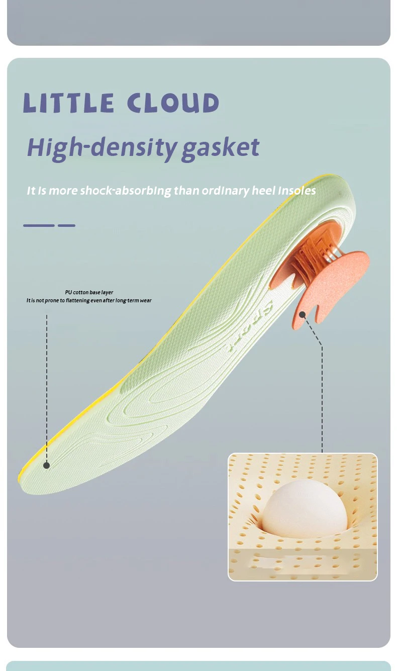 Hdffb6513b71f49078c7389ed3558044cP 2026 New PU Cotton Sports Insole Soft Elastic EVA Gel Daily Sports Shock Absorption Pressure Relief Bouncy Foot Beds
