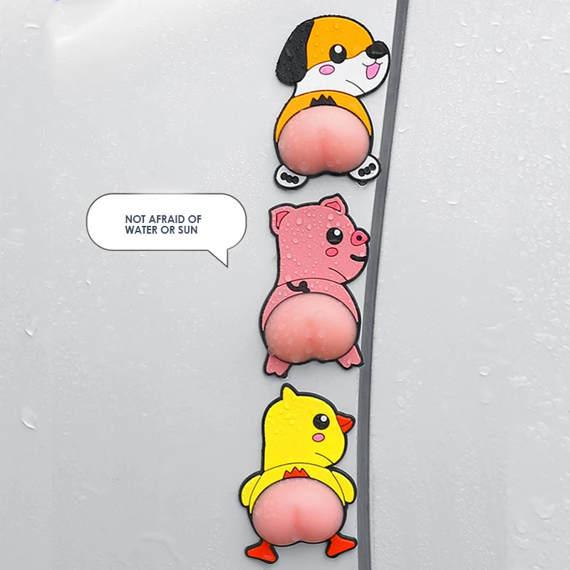 Cute 3D Cartoon Funny Car Sticker Anti-collision Anti-scratch Door Rearview Mirror Bumper Protection Phone Decoration