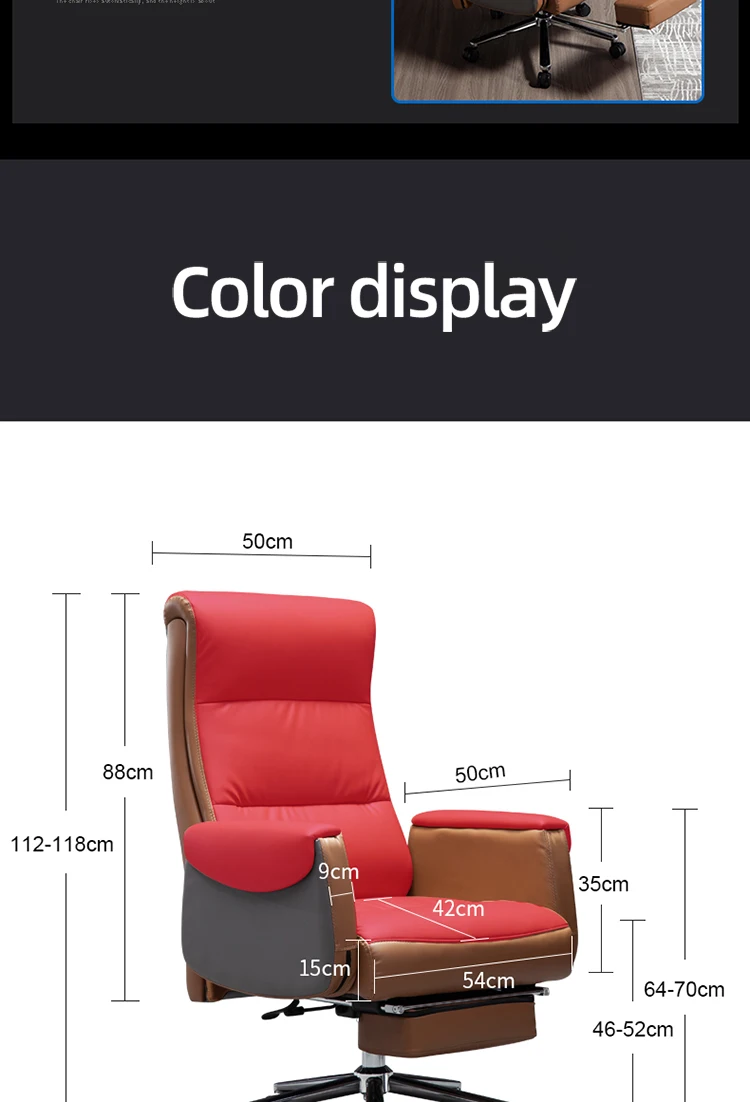 HRZ- Big and Tall Executive Office Chair with Wood Accents Adjustable High Back Ergonomic Lumbar Support, Bonded Leather