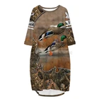 Wholesale 3D Print Long Duck Hunting Shepherd Pocket Loose Casual Robe Summer Dress Traf For Women V1200