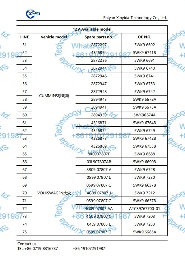 Xinyida 12v Nox Sensor 5wk9 6643e 22014032 Nitrogen Oxygen Sensor