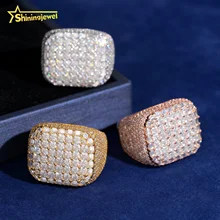 Instock Hip Hop Rings Vvs Moissanite Men Iced Out Rings 925 Silver Square Shape  Diamond Engagement Fashion Rings