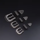 Western Belt Western Belt Buckle Enamel Vintage Nickel Alloy Cowboy Western Belt 3 Pieces Set Buckle
