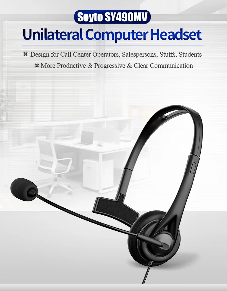Hot Sell Mono Call Center Microphone Usb Headphone Pc Earphone Wired Headset Mic With Office Phone Business Rotatable Mic