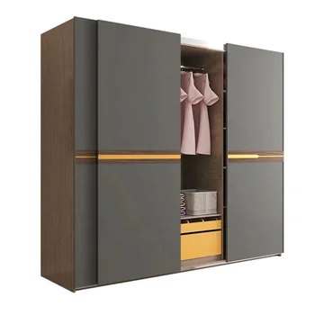 Modern Style Large-Size Apartment Bedroom Furniture Hotel Clothes Wooden Sliding Door Wardrobe