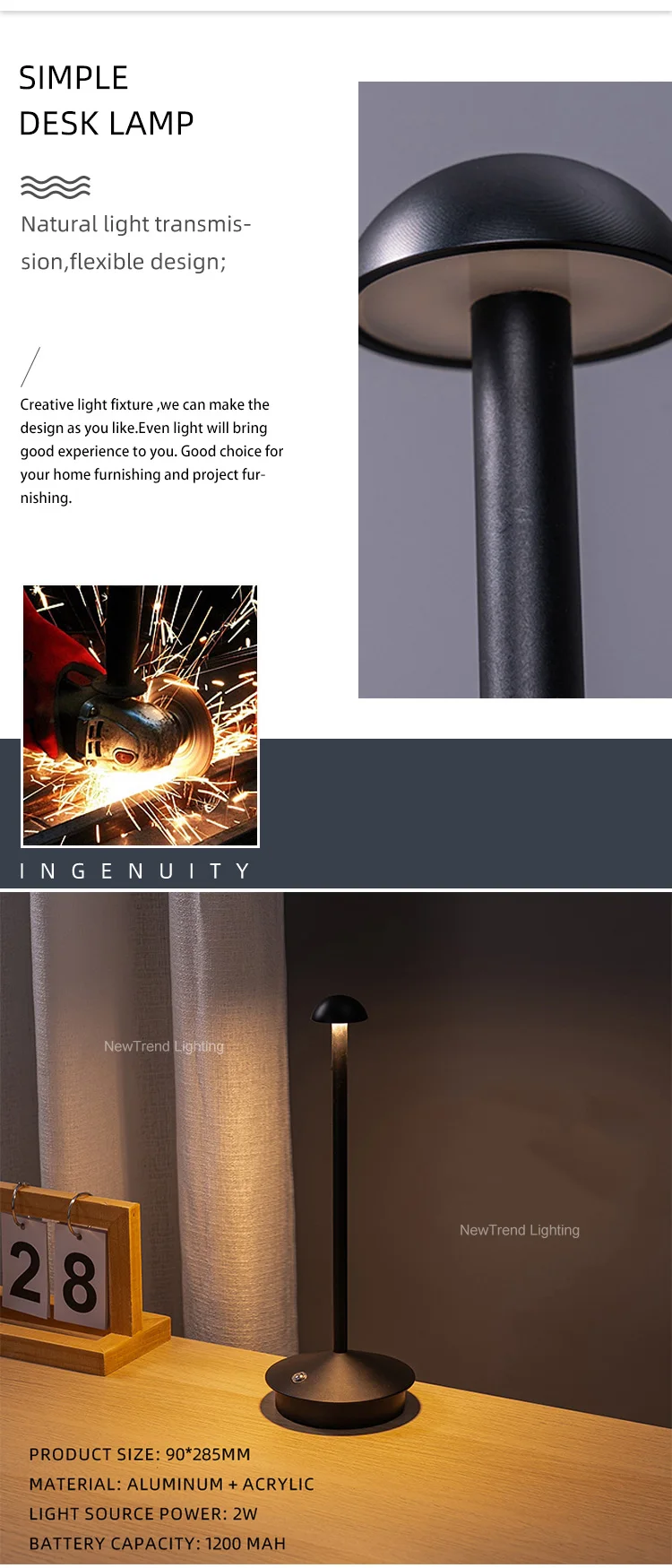 dxzp08 simple indoor decoration night light home study room 3000 4000 6000 k dimming modern led rechargeable table lamp-1