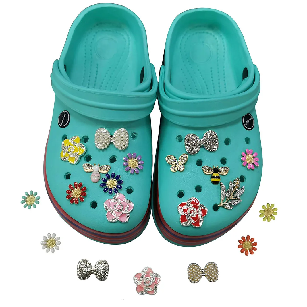 Metal Charms For Flowers Croc Accessories Croc Charms Bling Rhinestone Fit Clog Wristbands Kids Party Gift - Buy Croc Charms Shoe New Arrival Shoe For Croc Shoe For