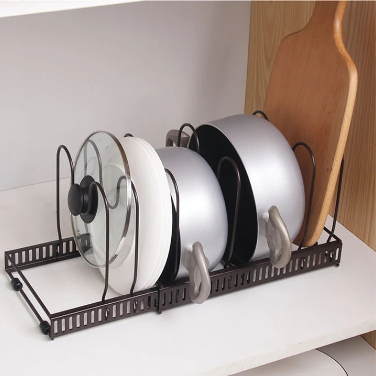 Black Pot Lid Organizer Rack Holder for Kitchen Storage Rack