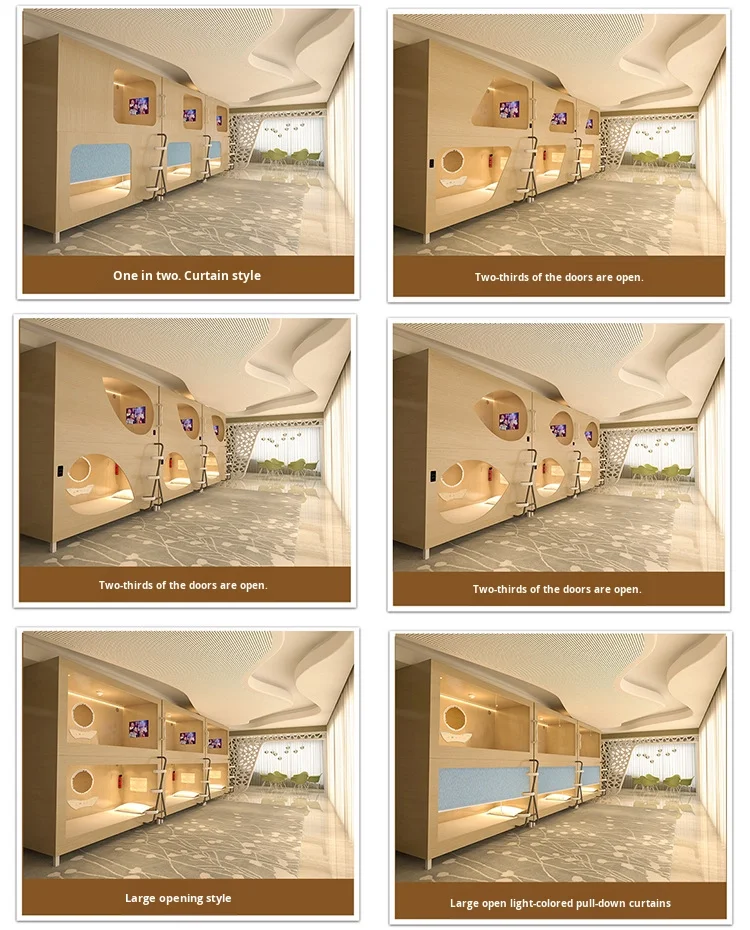 product modern wooden metal cabin bunk bed combination sleeping space capsule hotel school family dormitory bed manufacturer-2