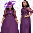 African Fashion Clothing Women Pleated Maxi Dresses Ladies Autumn 3 Dimensional Floral O-neck Long Dress