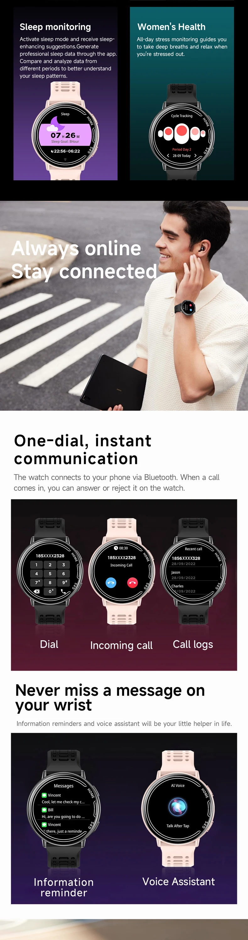 product 2026 smart watch kc100 1atm waterproof 139 inch color screen fitness heart rate answer call dafit smartwatch gps women men-3