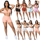 Summer For 2021 Summer Women Clothing Solid Color Short Casual Sport 2 Piece Set Fits For Women