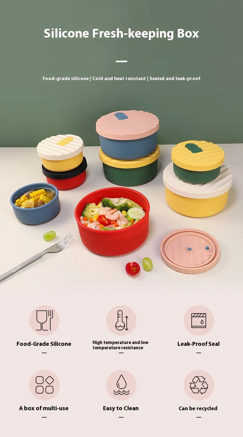 New Children's Silicone Lunch Box Shatter-Resistant Fresh-Keeping Bowl for Soup Fruit Vegetable Storage Food-Grade Easy-Carry supplier