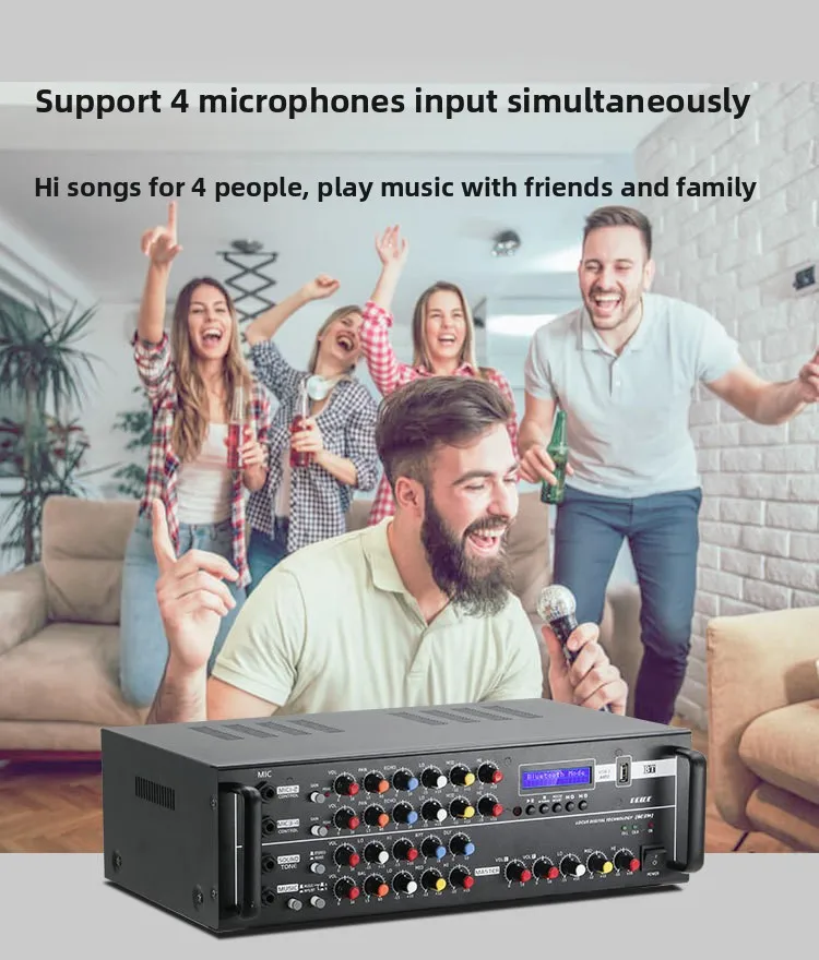 PA-803WH 2.0 Channel 400W Home Amplifier Hot Selling High Power Receiver with BT Wireless Power Booster Metal Material