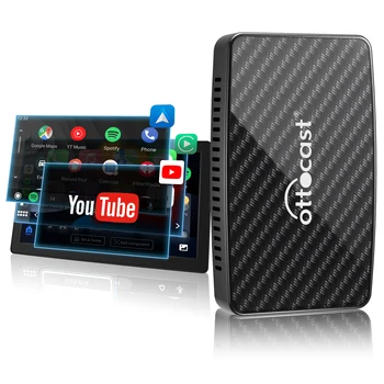 Ottocast car multimedia box smart android box wireless carplay ai box android auto wireless adapter with youtube netflix