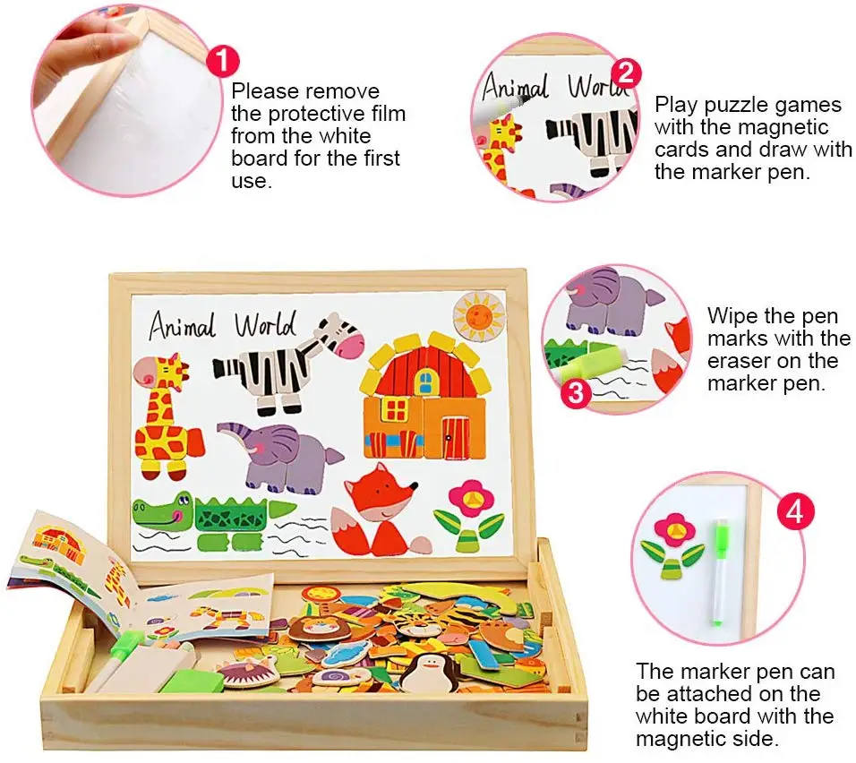 2021 Custom Wooden Toy 3d magnetic Jigsaw Puzzle For Kids