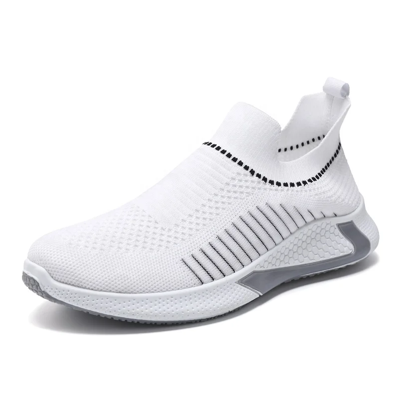fly knitted sport shoes breathable slip on mens shoes for leisure sneakers casual shoes