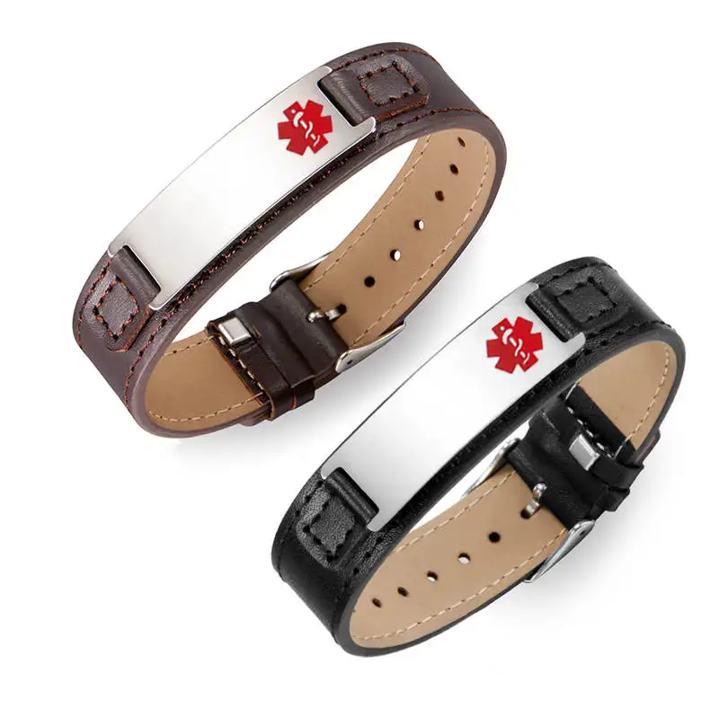 personalized leather bracelets with metal plate