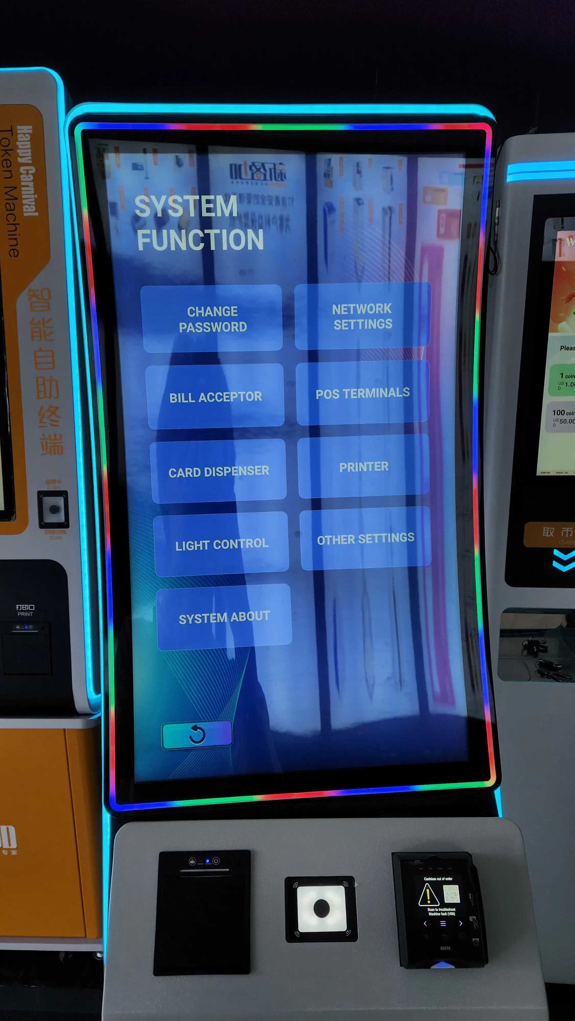 Desktop/Wall-Mounted E-Disclaimer Self Service Curved Screen Metal QR Code/RFID Reader Ticket Vending Terminal for Trampoline details