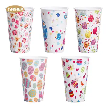 YACHEN Wholesale 12oz Easter Reusable PP Cups Cute Seasonal Spring Party Coffee Drinking Tea Cups for Easter Party Supplies