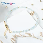 Bracelet For Women Bestone Wholesale Hot Sale 3mm Natural Stone Aquamarine Bracelet With Rhinestone Charm