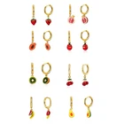 Hoop Earrings ROXI Fashion Summer New Trend S925 Sterling Silver Cute Fruit Animal Pendant Hoop Earrings