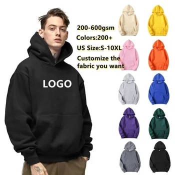 Custom Embroidery Logo plus size unisex Print Blank pullover streetwear  Organic Cotton oversize 500Gsm French Terry Hoodie